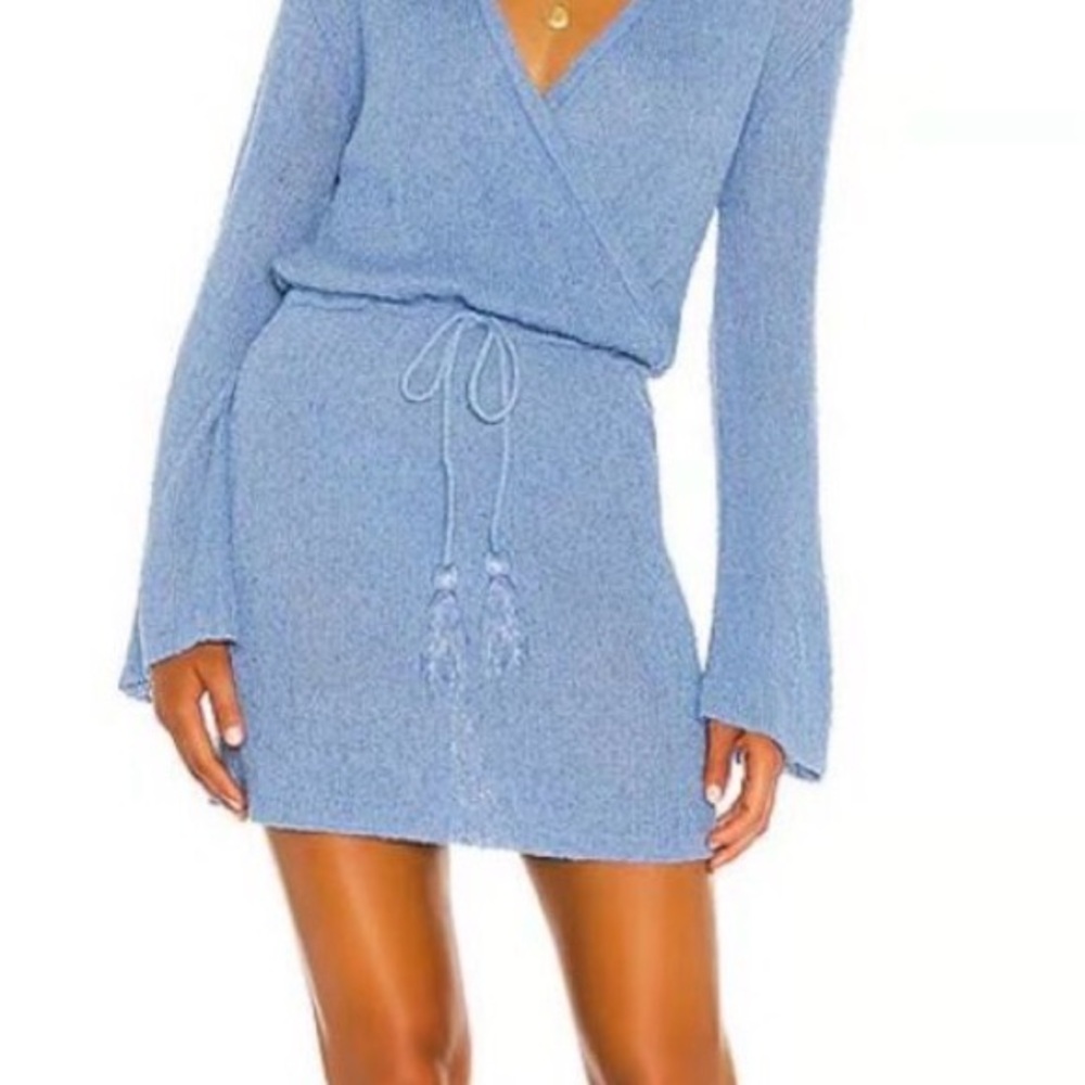 l*space Light Blue Knit Wrap Swim Coverup Dress